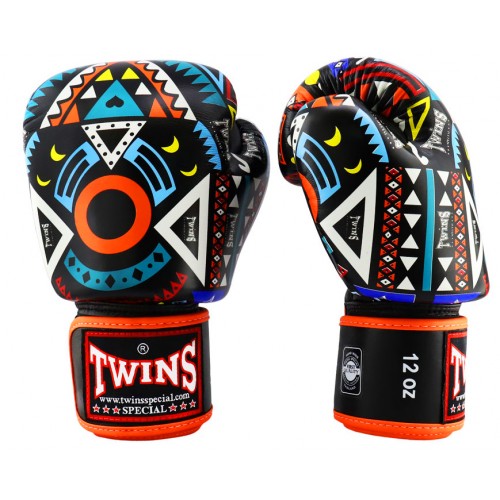 Боксерские перчатки Twins Special с рисунком (FBGVL3-57 Orange)